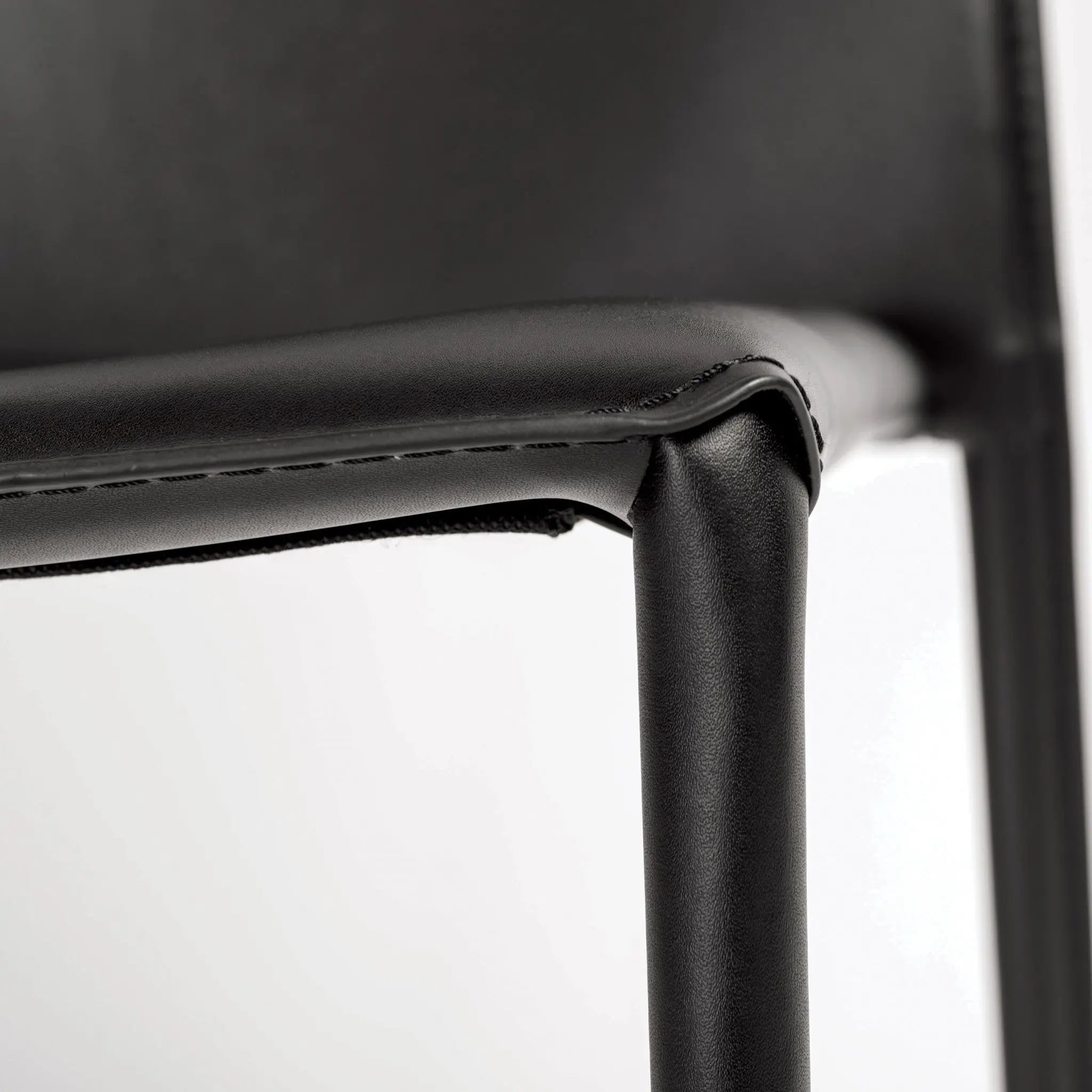 Set of Two Black Upholstered Faux Leather Dining Side Chairs Homeroots Kitchen & Dining