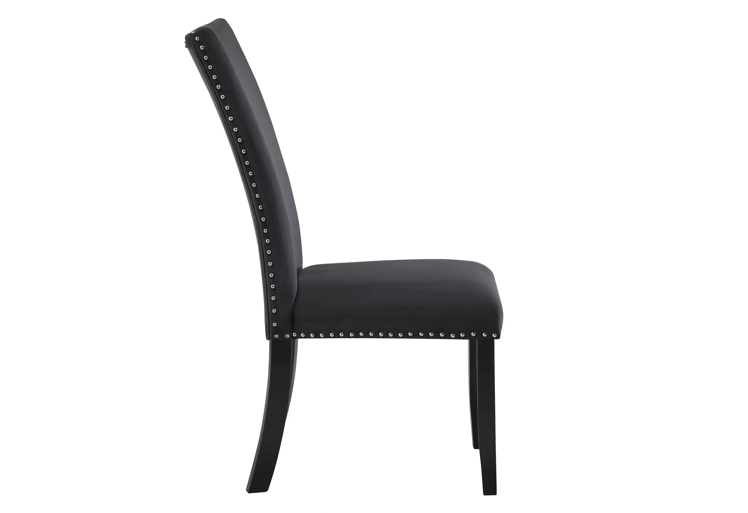 Set of Two Black Upholstered Velvet Dining Side Chairs Homeroots Kitchen & Dining