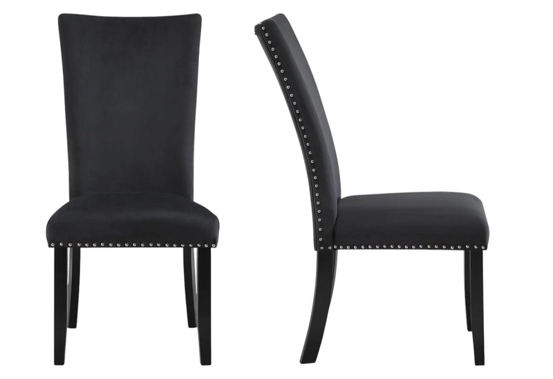 Set of Two Black Upholstered Velvet Dining Side Chairs Homeroots Kitchen & Dining