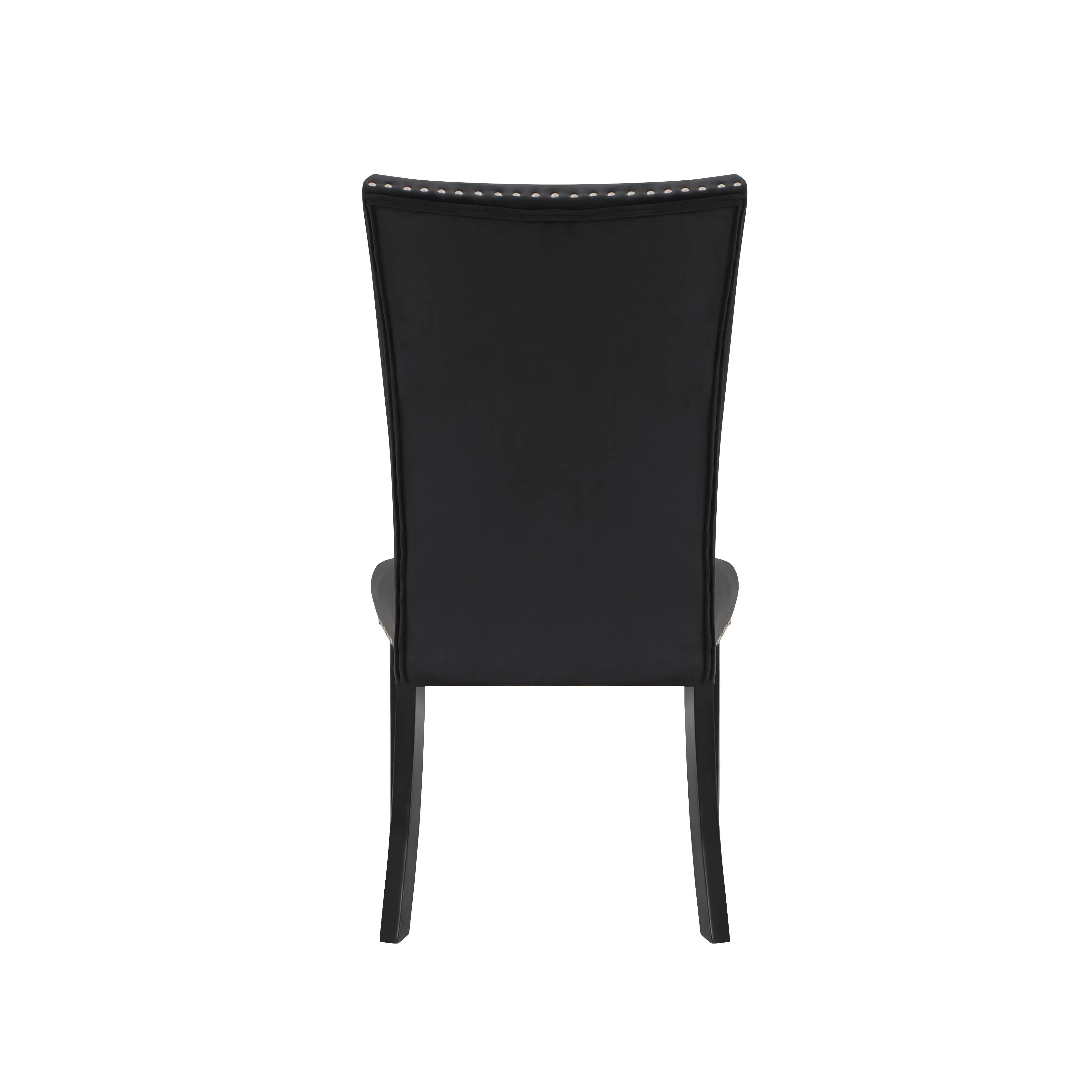 Set of Two Black Upholstered Velvet Dining Side Chairs Homeroots Kitchen & Dining