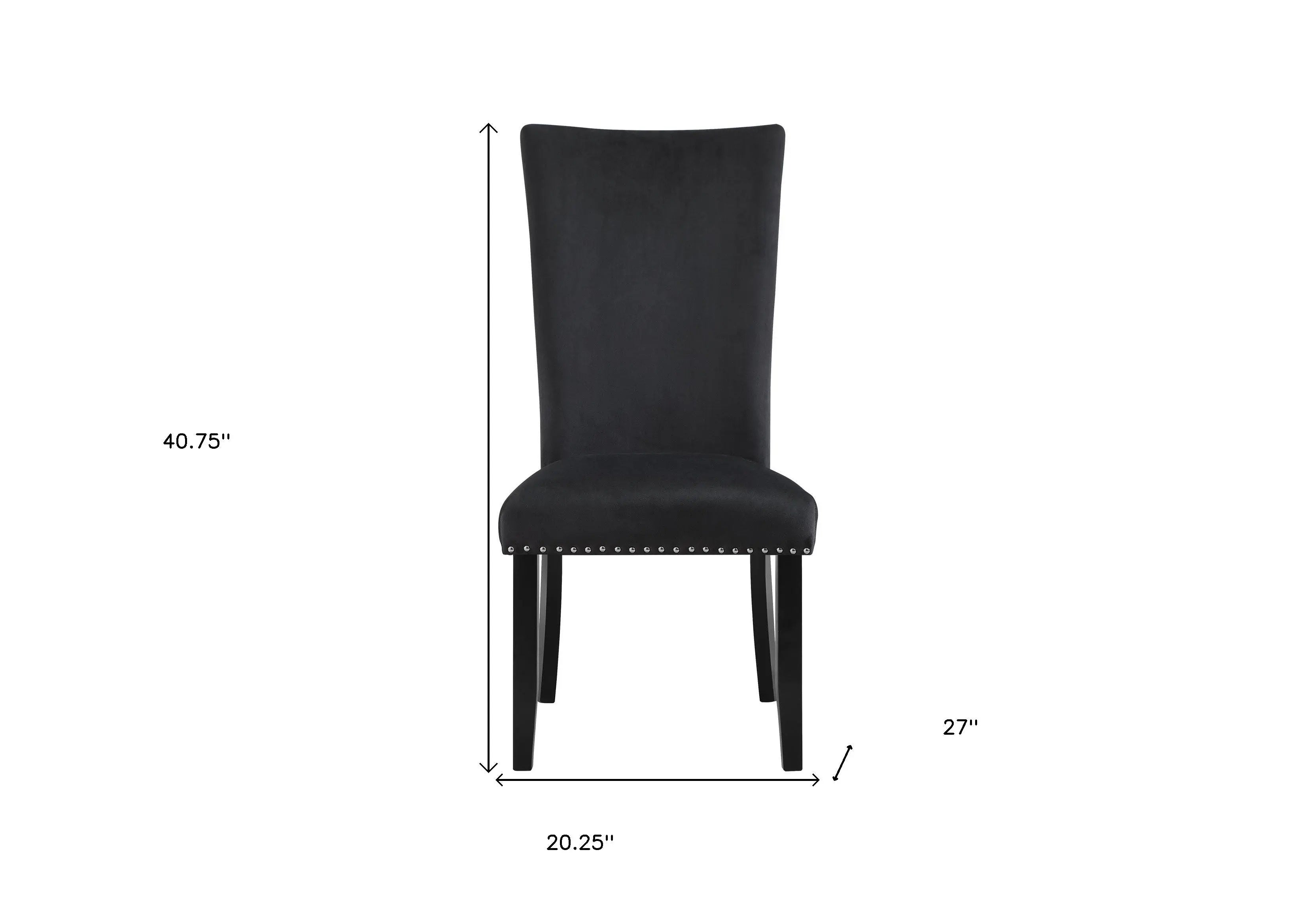 Set of Two Black Upholstered Velvet Dining Side Chairs Homeroots Kitchen & Dining