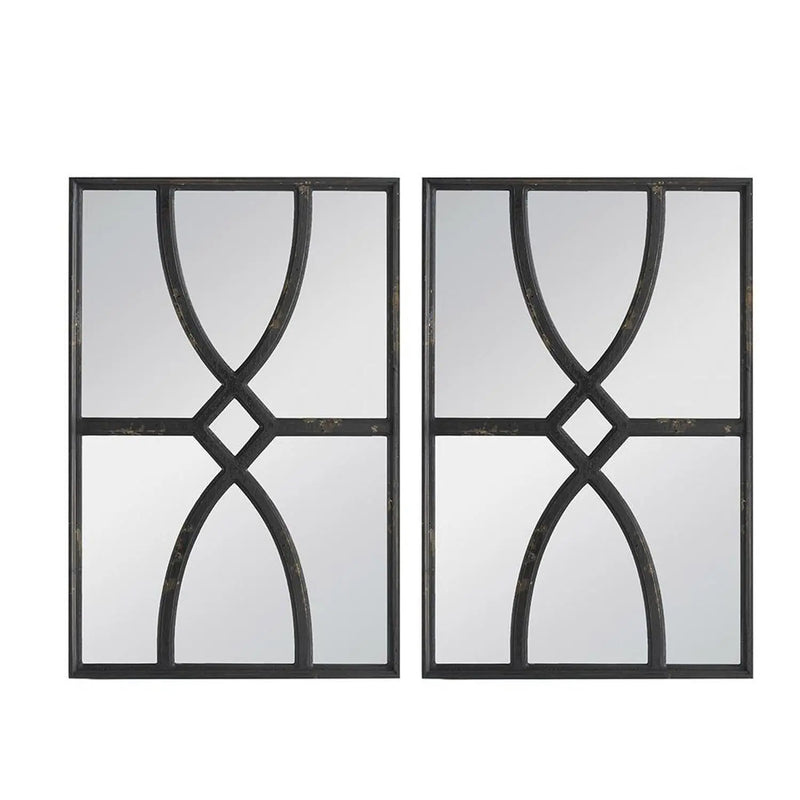 Set of Two Black Wood Framed Accent Mirror Homeroots Bed & Bath