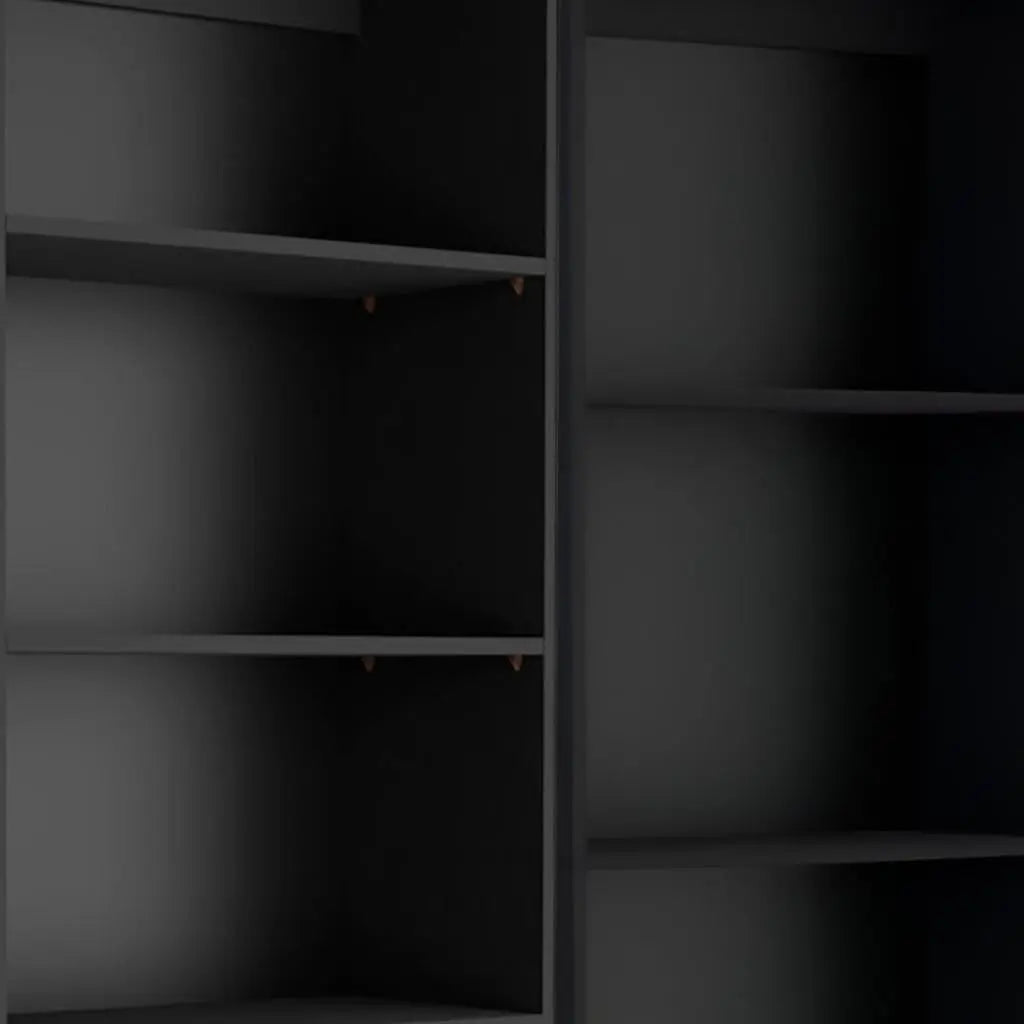 Set of Two Black Wood Multi Tier Bookcases - GreatEagleInc