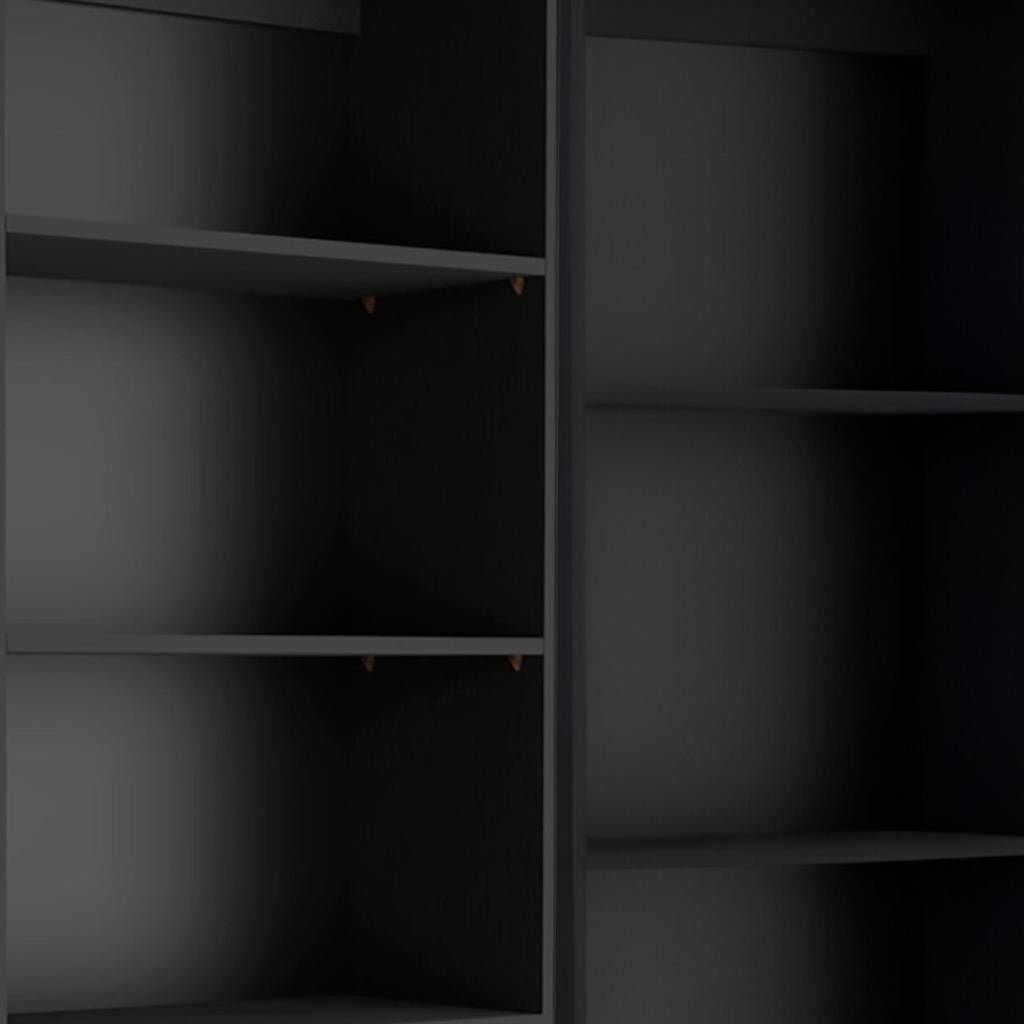 Set of Two Black Wood Multi Tier Bookcases - GreatEagleInc