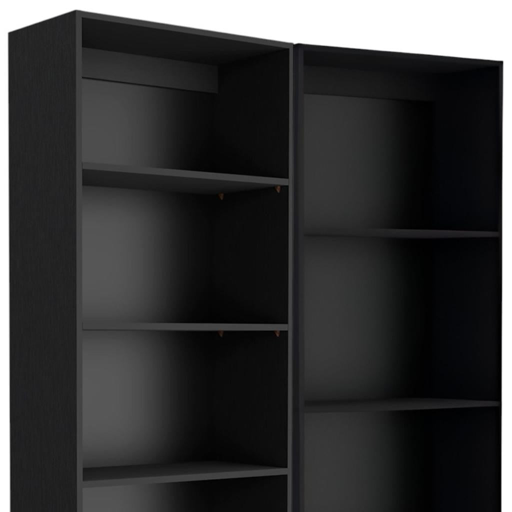 Set of Two Black Wood Multi Tier Bookcases - GreatEagleInc