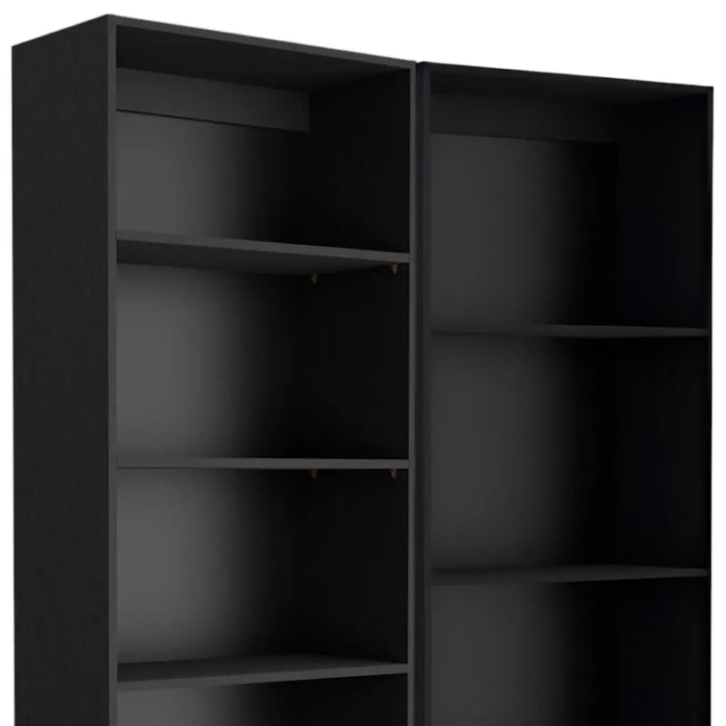 Set of Two Black Wood Multi Tier Bookcases - GreatEagleInc
