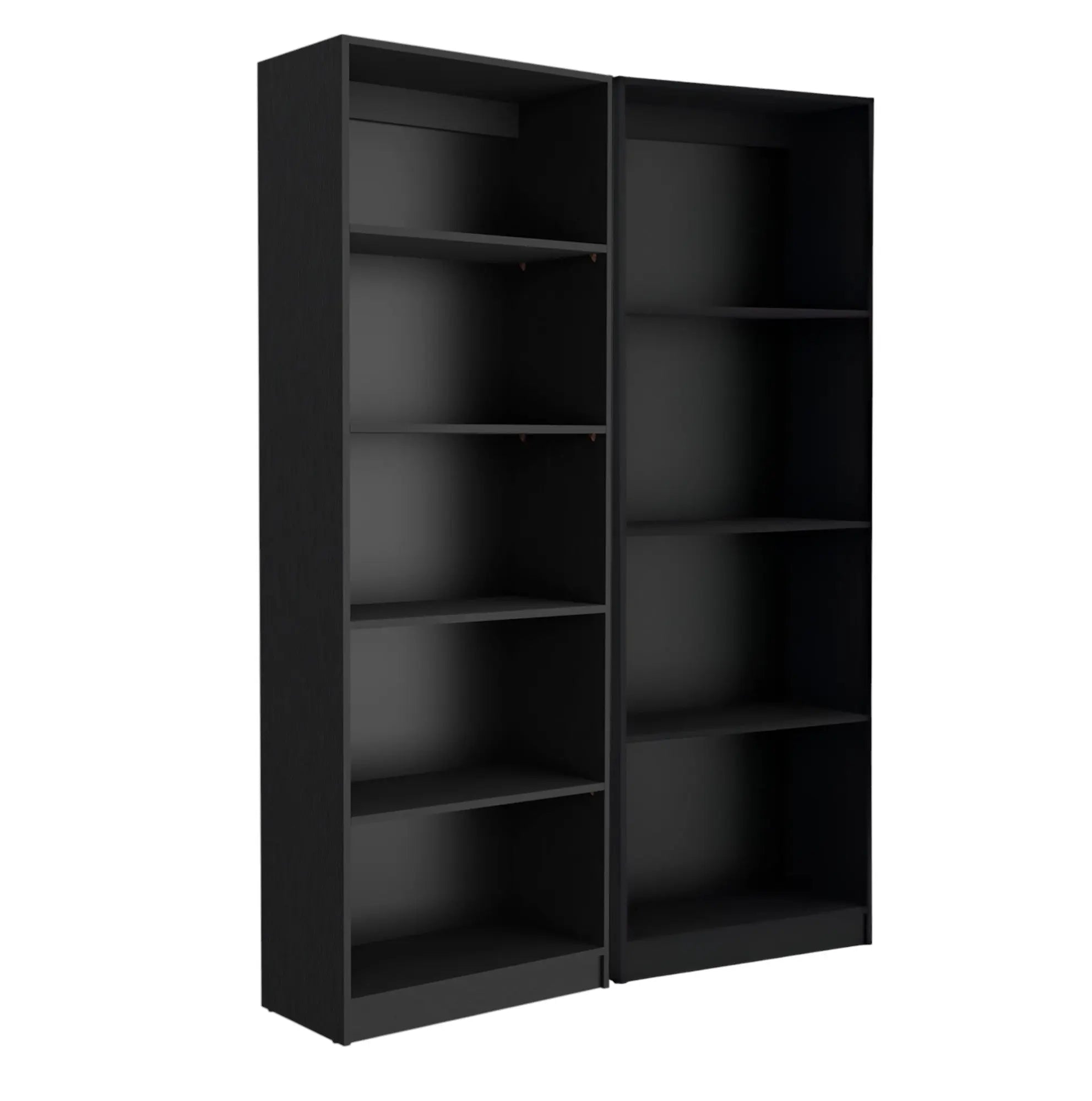 Set of Two Black Wood Multi Tier Bookcases - GreatEagleInc