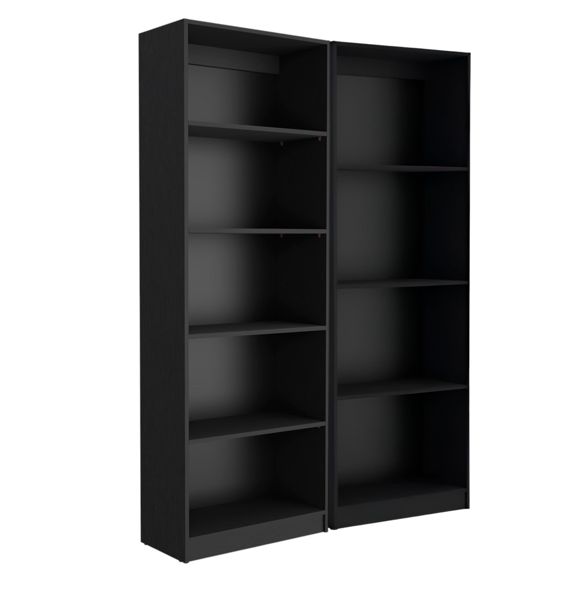 Set of Two Black Wood Multi Tier Bookcases - GreatEagleInc