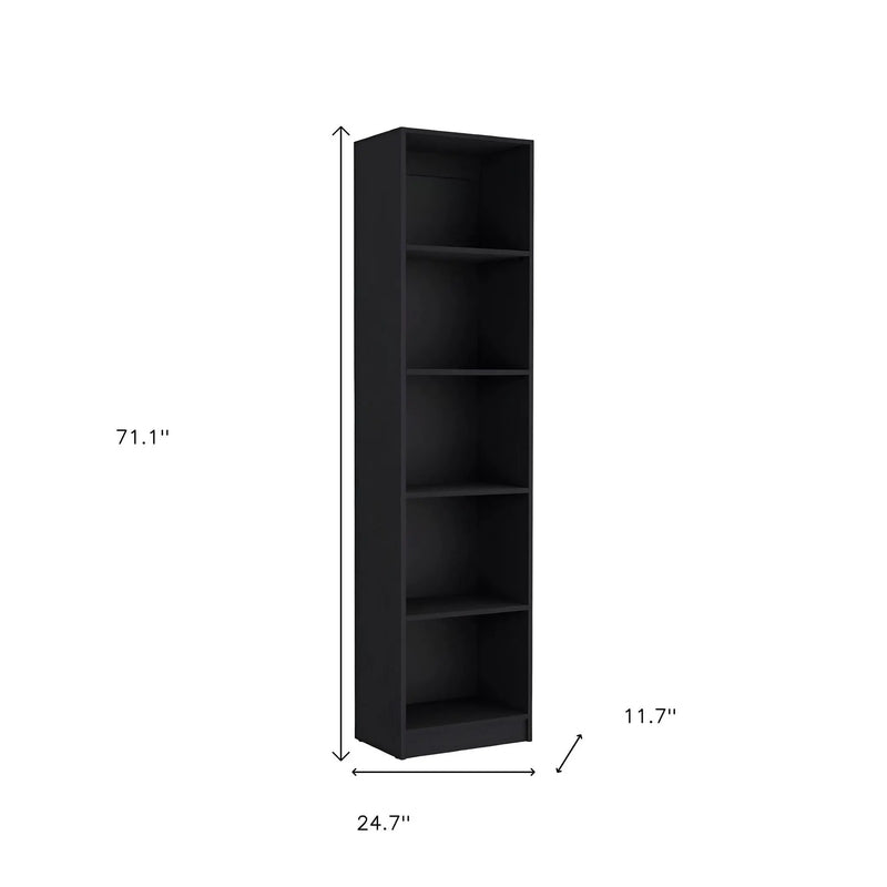 Set of Two Black Wood Multi Tier Bookcases Homeroots Office