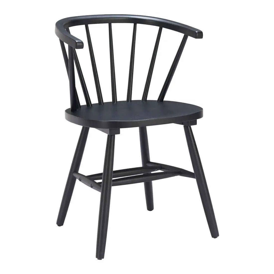Set of Two Black Wood Open Back Dining Arm Chairs Homeroots Kitchen & Dining