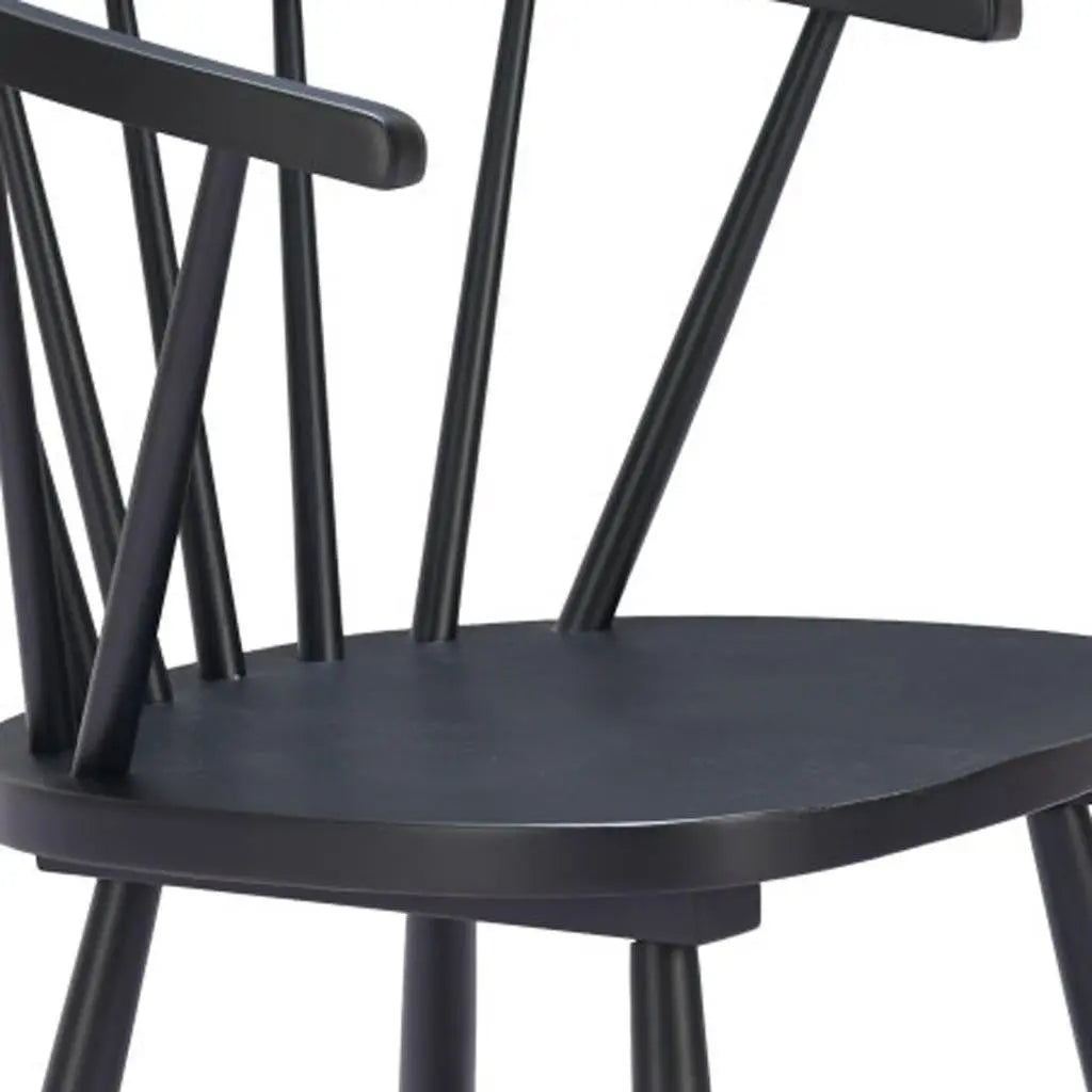 Set of Two Black Wood Open Back Dining Arm Chairs Homeroots Kitchen & Dining