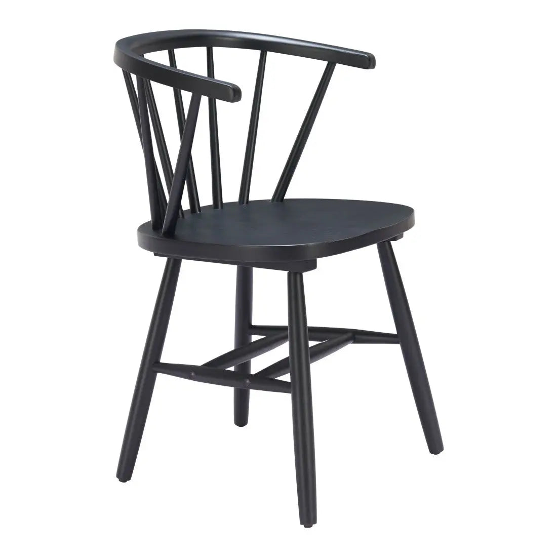 Set of Two Black Wood Open Back Dining Arm Chairs Homeroots Kitchen & Dining
