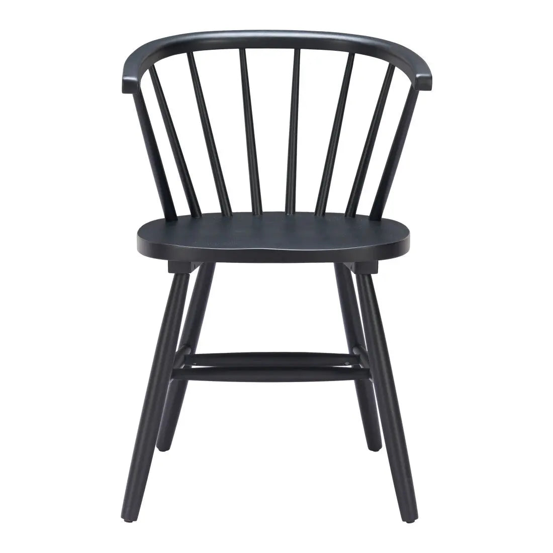 Set of Two Black Wood Open Back Dining Arm Chairs Homeroots Kitchen & Dining