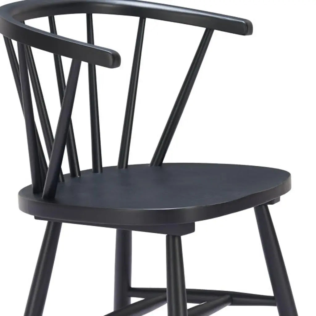 Set of Two Black Wood Open Back Dining Arm Chairs Homeroots Kitchen & Dining