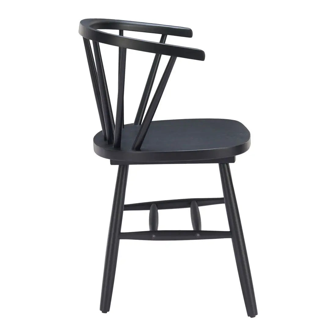 Set of Two Black Wood Open Back Dining Arm Chairs Homeroots Kitchen & Dining