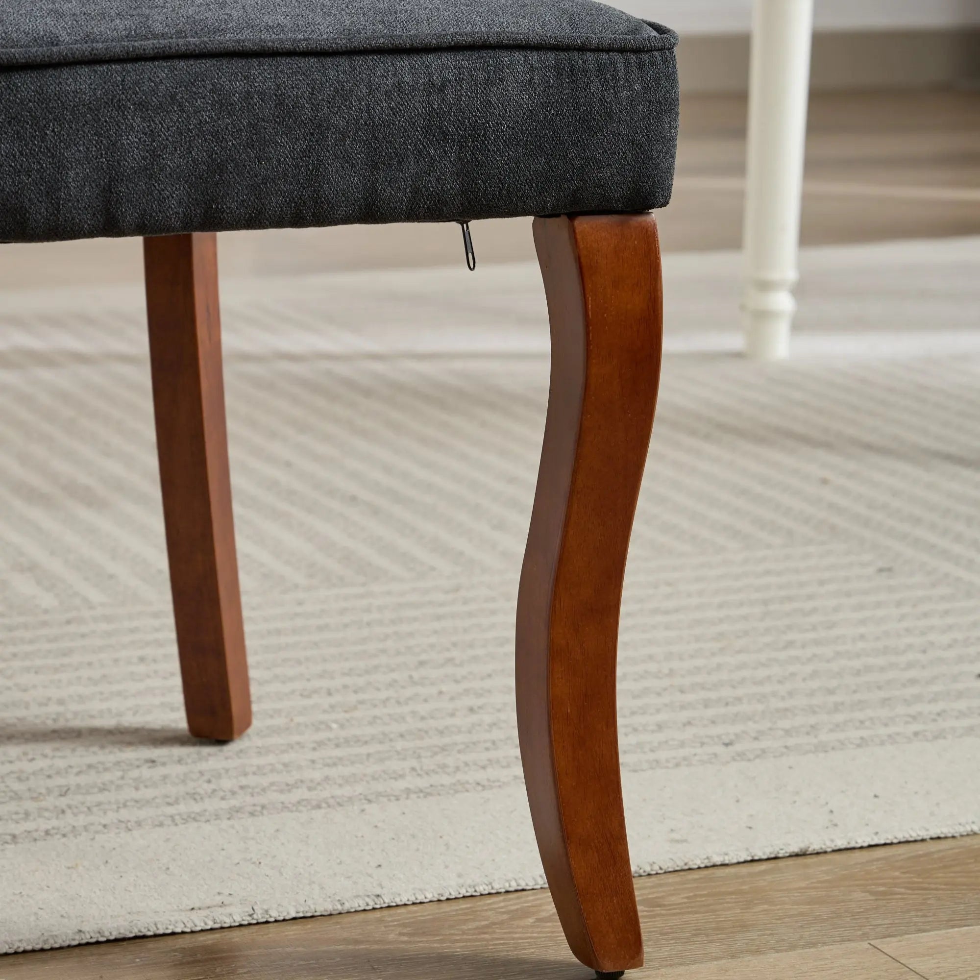 Set of Two Black and Brown Tufted Solid Wood Dining Side Chairs Homeroots Kitchen & Dining