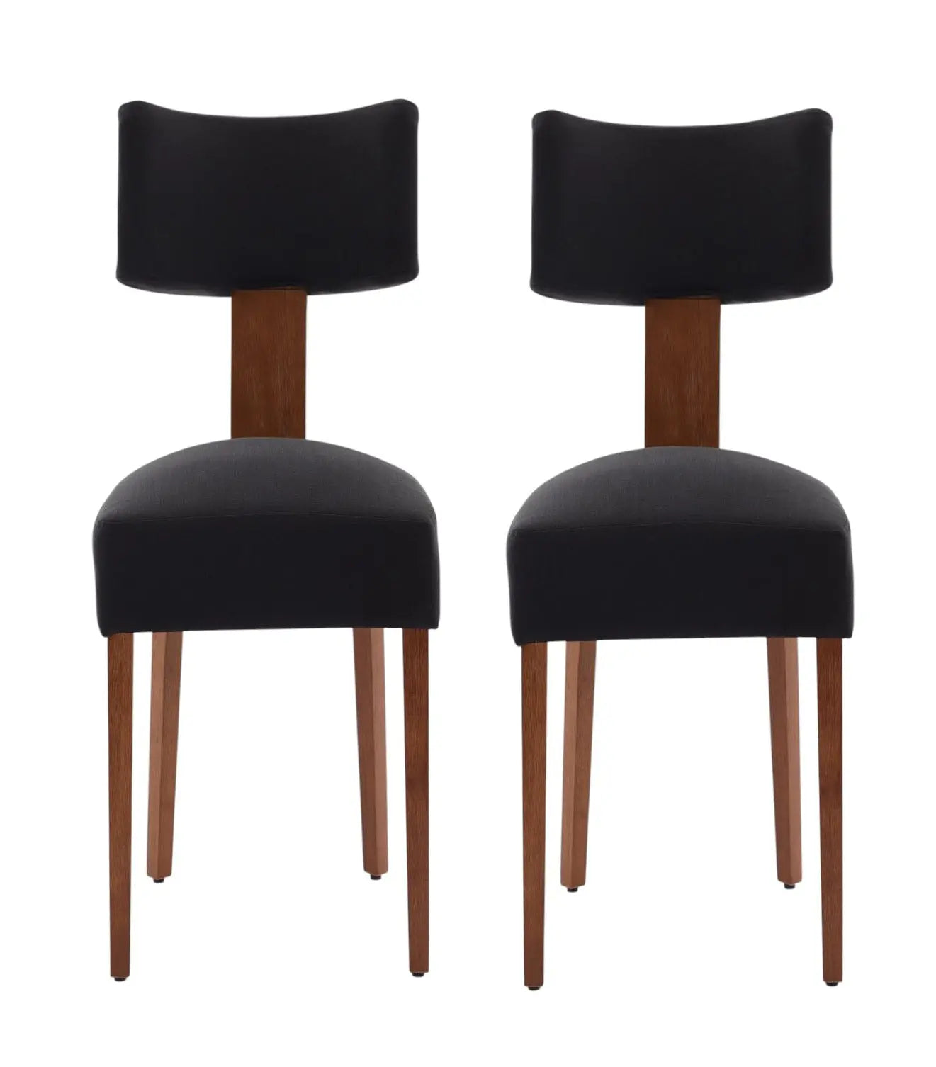 Set of Two Black and Brown Tufted Solid Wood Dining Side Chairs Homeroots Kitchen & Dining