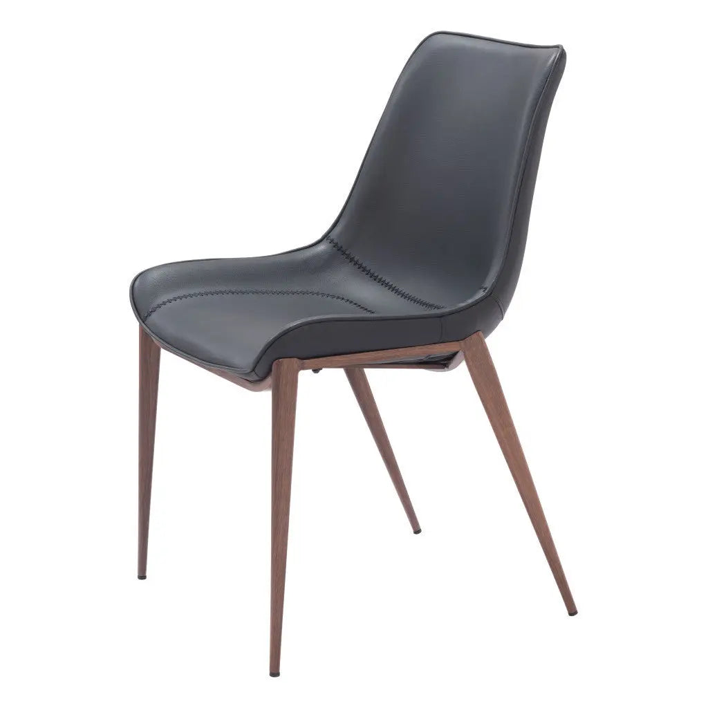 Set of Two Black and Brown Upholstered Faux Leather Dining Side Chairs Homeroots Kitchen & Dining