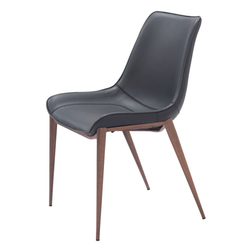 Set of Two Black and Brown Upholstered Faux Leather Dining Side Chairs Homeroots Kitchen & Dining