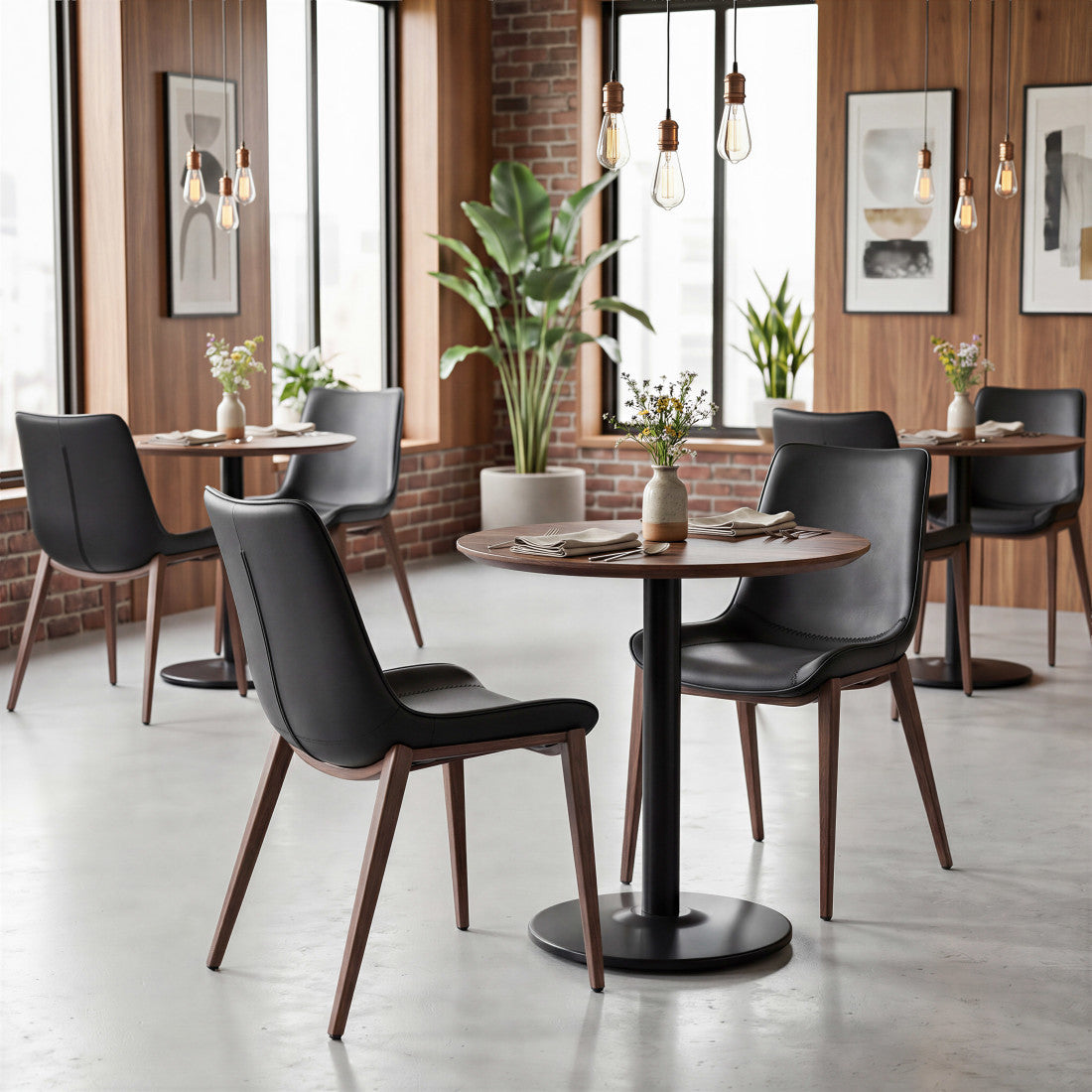 Set of Two Black and Brown Upholstered Faux Leather Dining Side Chairs Homeroots Kitchen & Dining