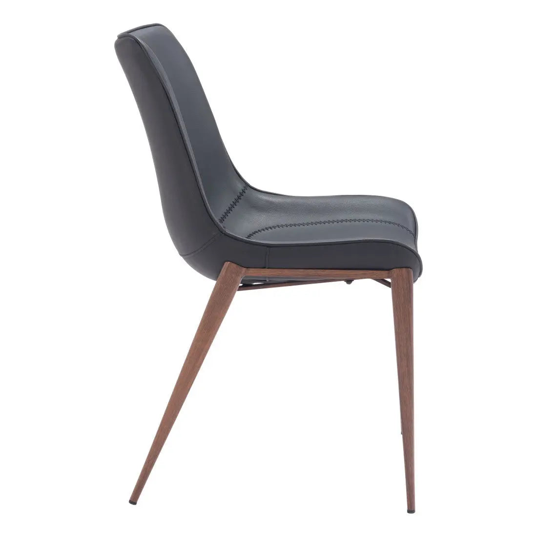 Set of Two Black and Brown Upholstered Faux Leather Dining Side Chairs Homeroots Kitchen & Dining