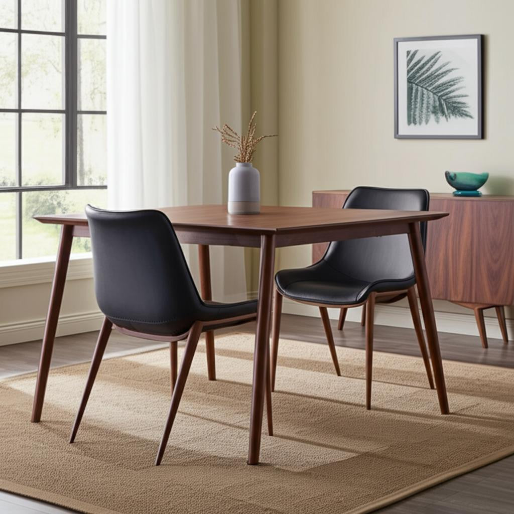 Set of Two Black and Brown Upholstered Faux Leather Dining Side Chairs Homeroots Kitchen & Dining