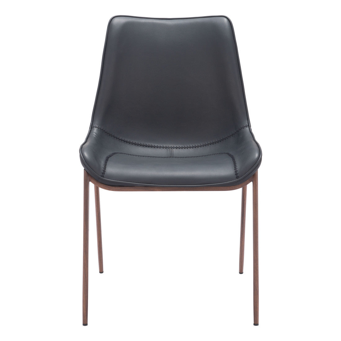 Set of Two Black and Brown Upholstered Faux Leather Dining Side Chairs Homeroots Kitchen & Dining