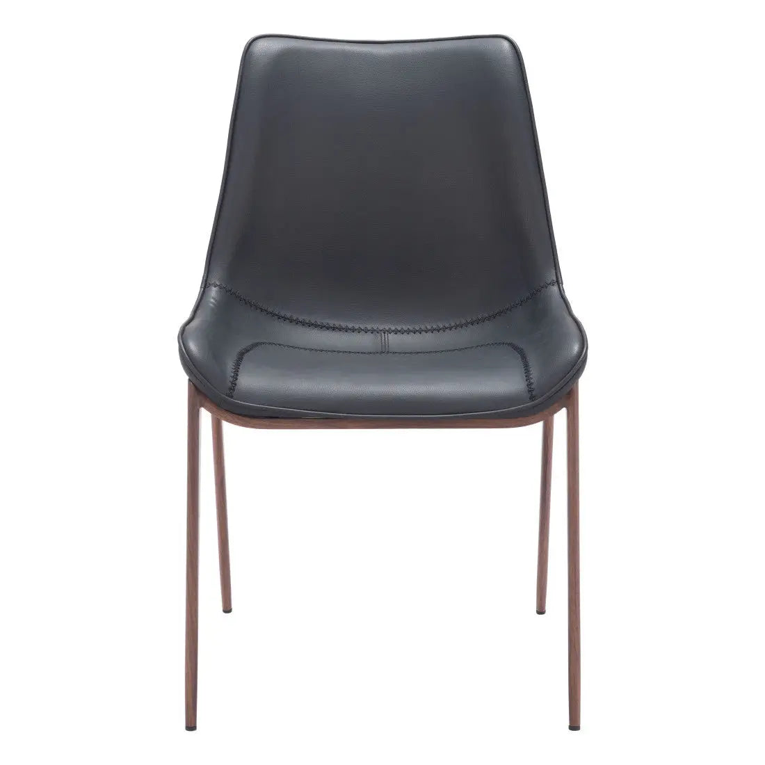 Set of Two Black and Brown Upholstered Faux Leather Dining Side Chairs Homeroots Kitchen & Dining