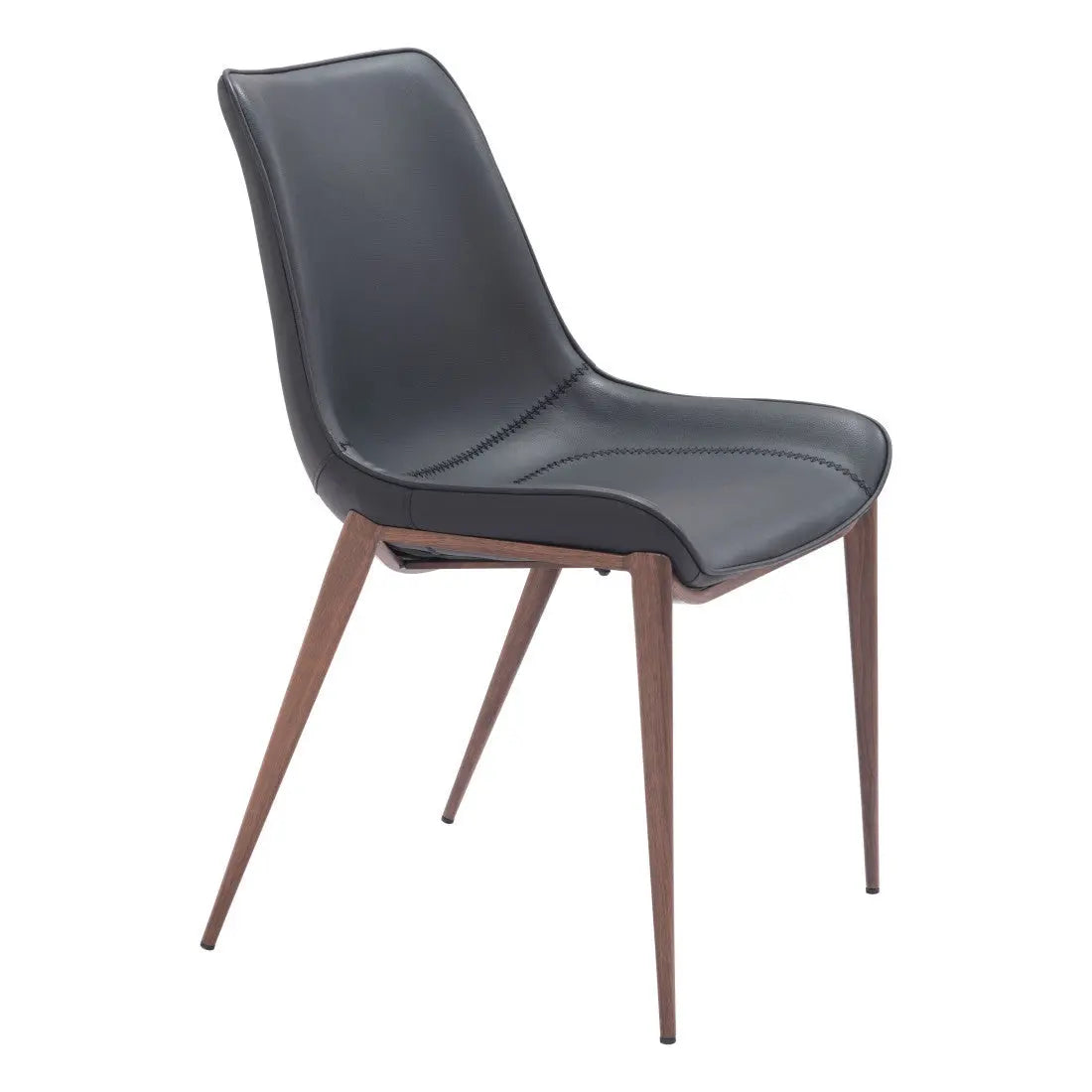 Set of Two Black and Brown Upholstered Faux Leather Dining Side Chairs Homeroots Kitchen & Dining