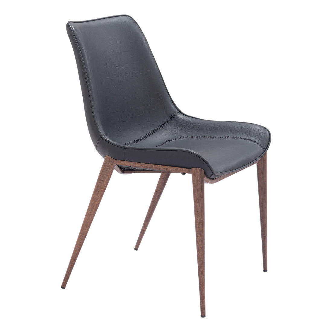 Set of Two Black and Brown Upholstered Faux Leather Dining Side Chairs Homeroots Kitchen & Dining