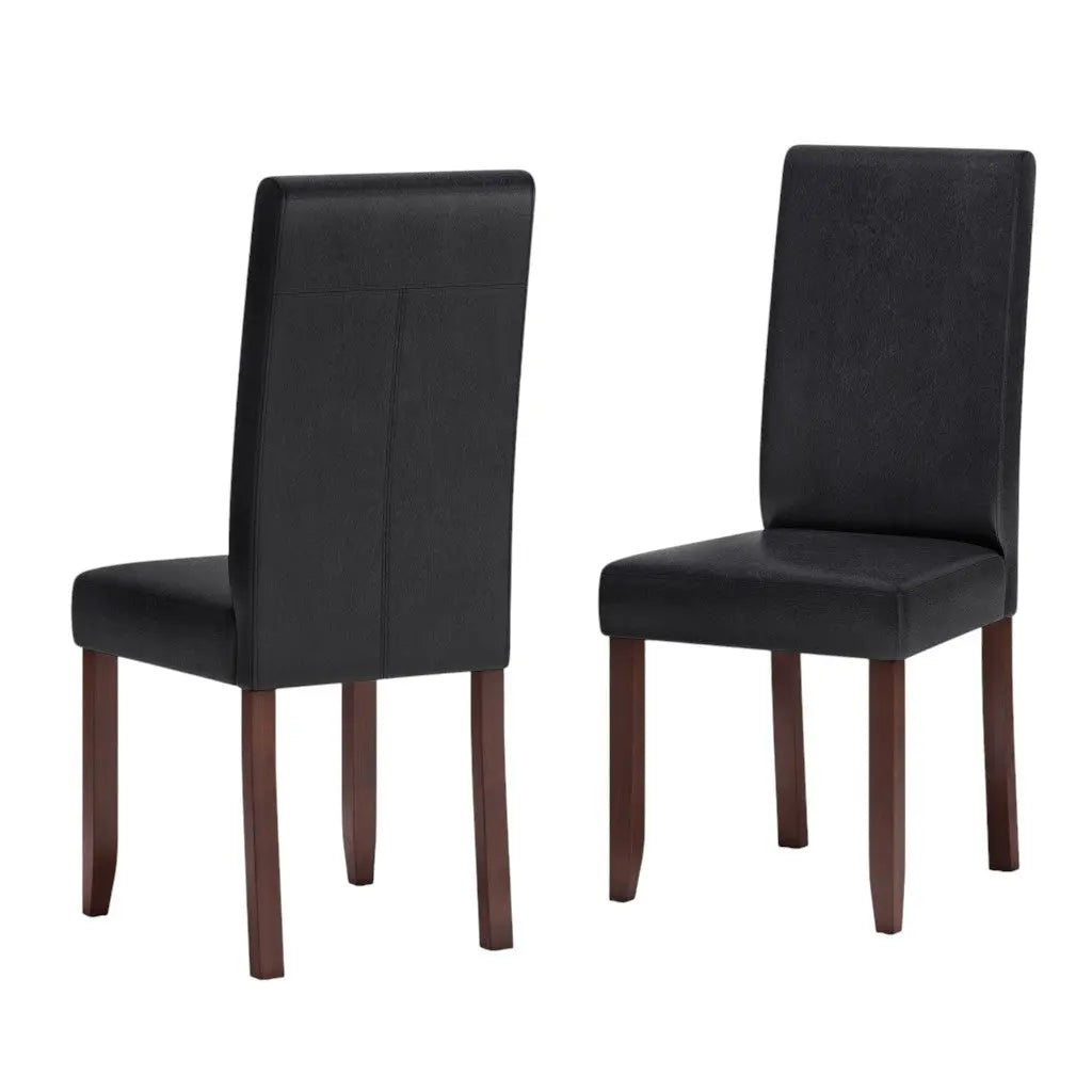 Set of Two Black and Brown Wood Dining Parsons Chairs Homeroots Kitchen & Dining