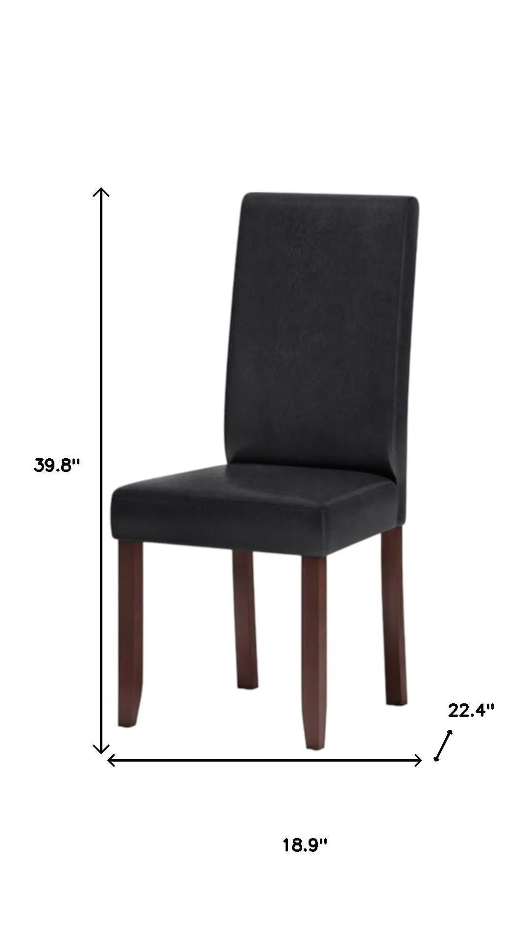 Set of Two Black and Brown Wood Dining Parsons Chairs Homeroots Kitchen & Dining