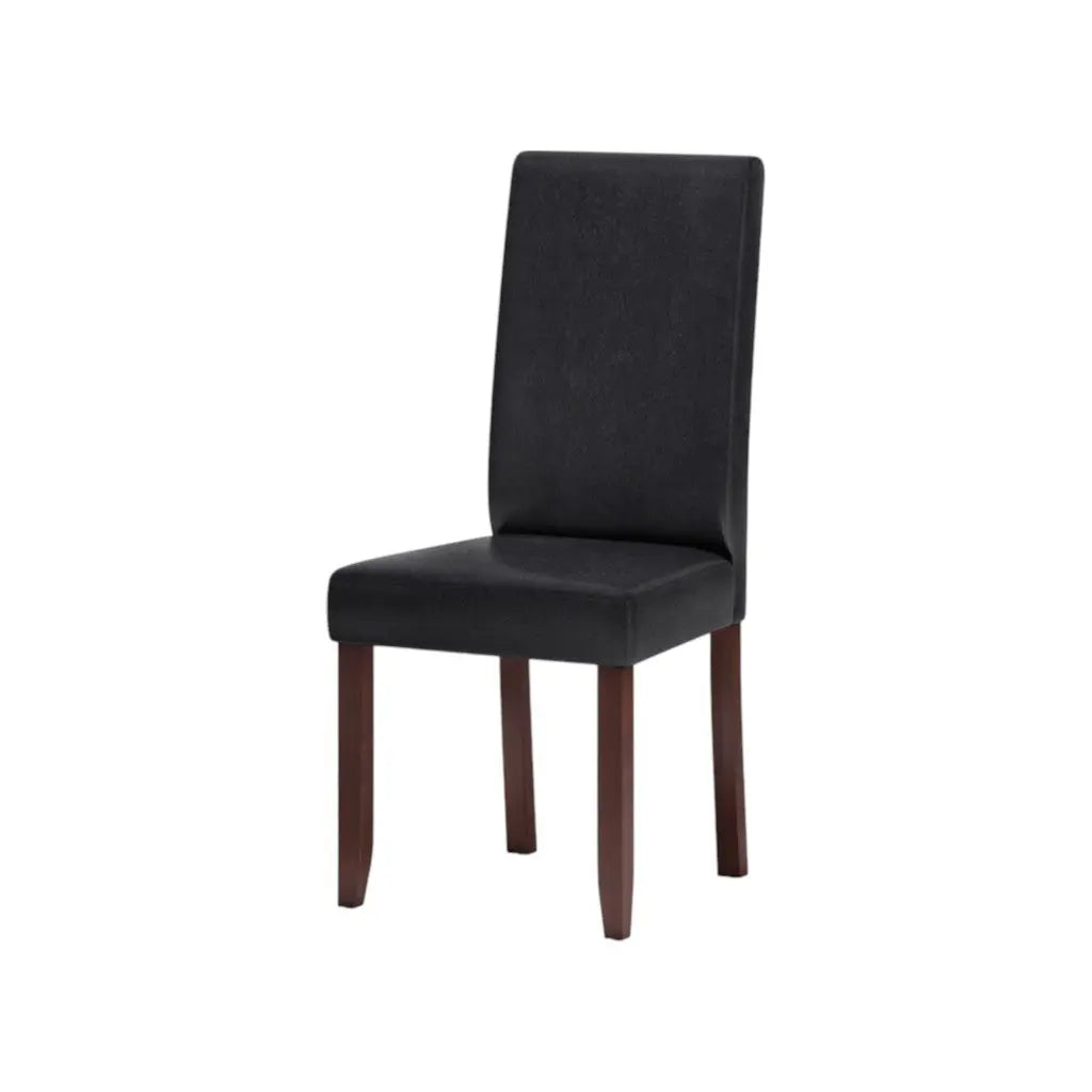 Set of Two Black and Brown Wood Dining Parsons Chairs Homeroots Kitchen & Dining