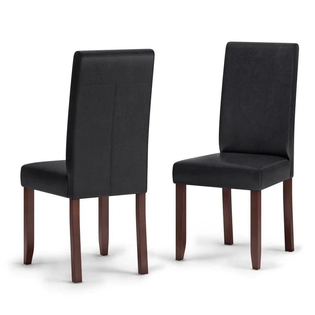 Set of Two Black and Brown Wood Dining Parsons Chairs Homeroots Kitchen & Dining