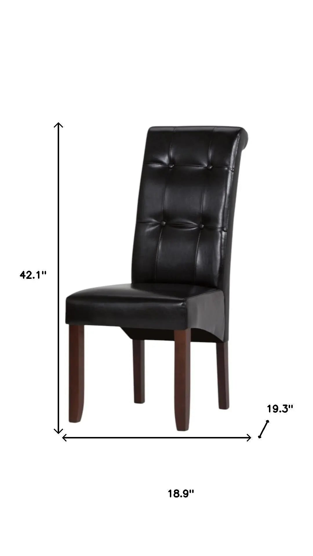 Set of Two Black and Brown Wood Dining Parsons Chairs Homeroots Kitchen & Dining