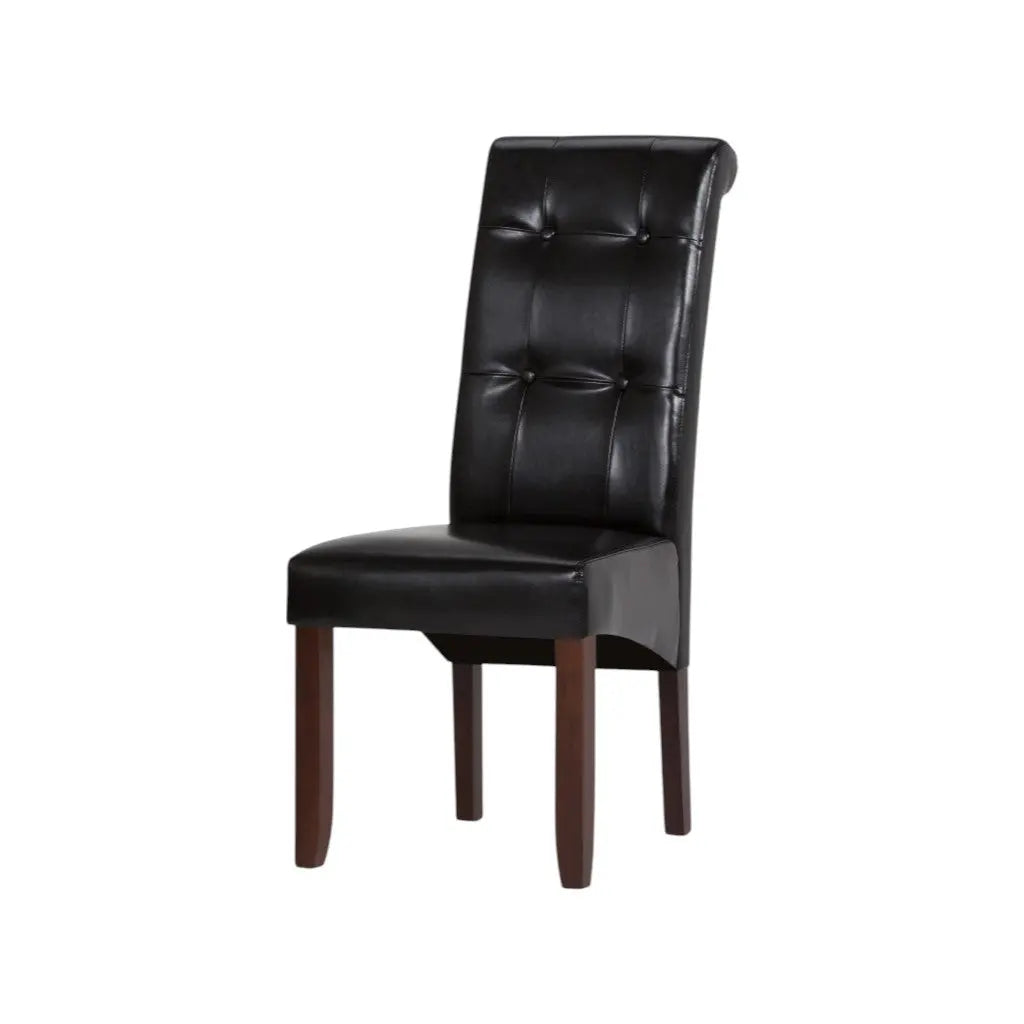 Set of Two Black and Brown Wood Dining Parsons Chairs Homeroots Kitchen & Dining