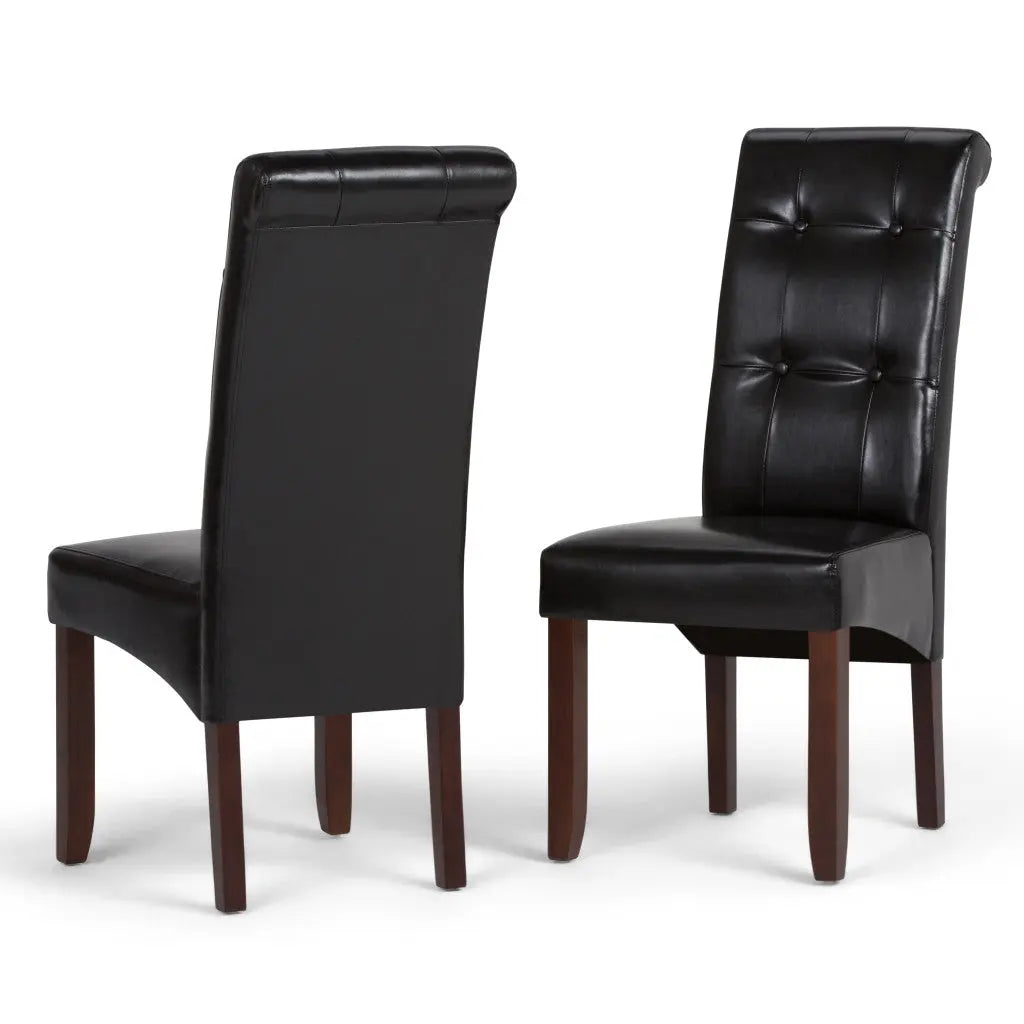 Set of Two Black and Brown Wood Dining Parsons Chairs Homeroots Kitchen & Dining