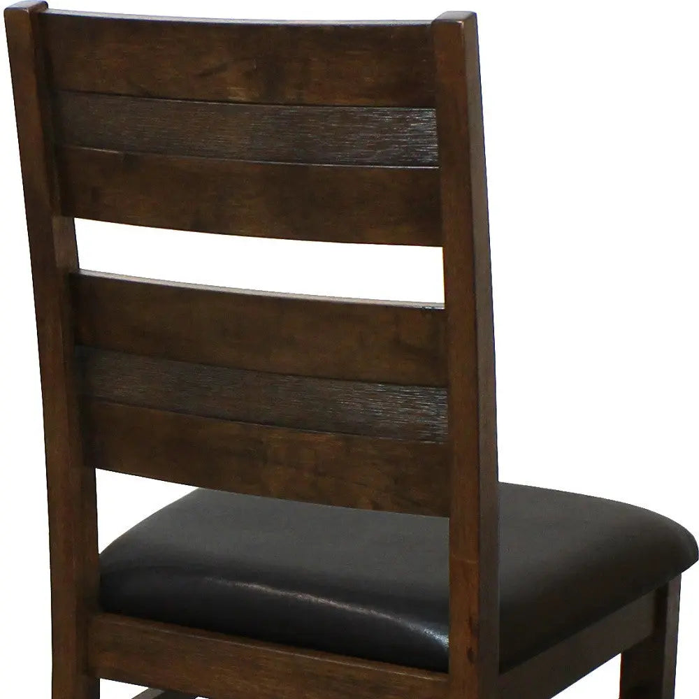 Set of Two Black and Dark Brown Upholstered Faux Leather Slat Back Dining Side Chairs Homeroots