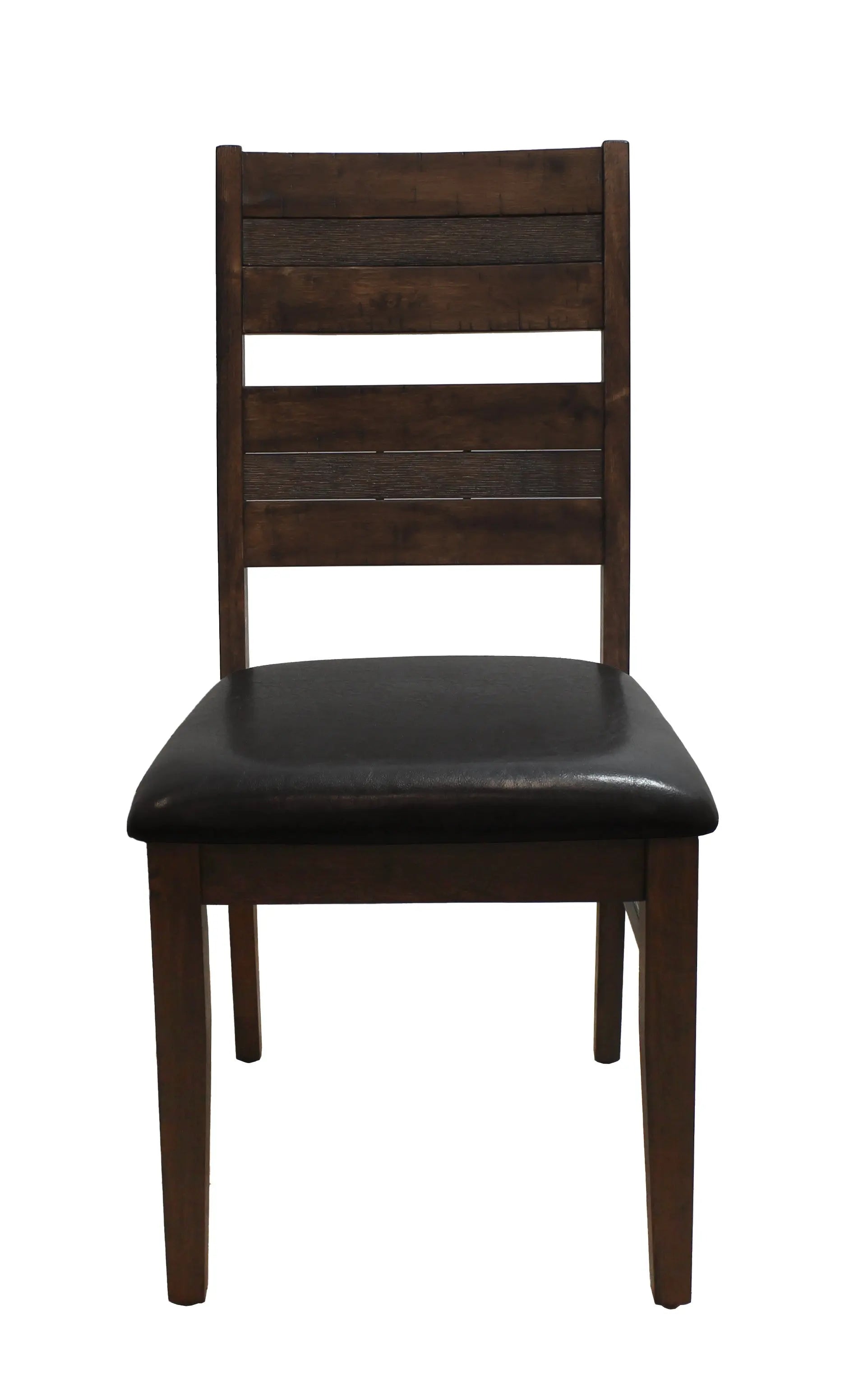 Set of Two Black and Dark Brown Upholstered Faux Leather Slat Back Dining Side Chairs Homeroots