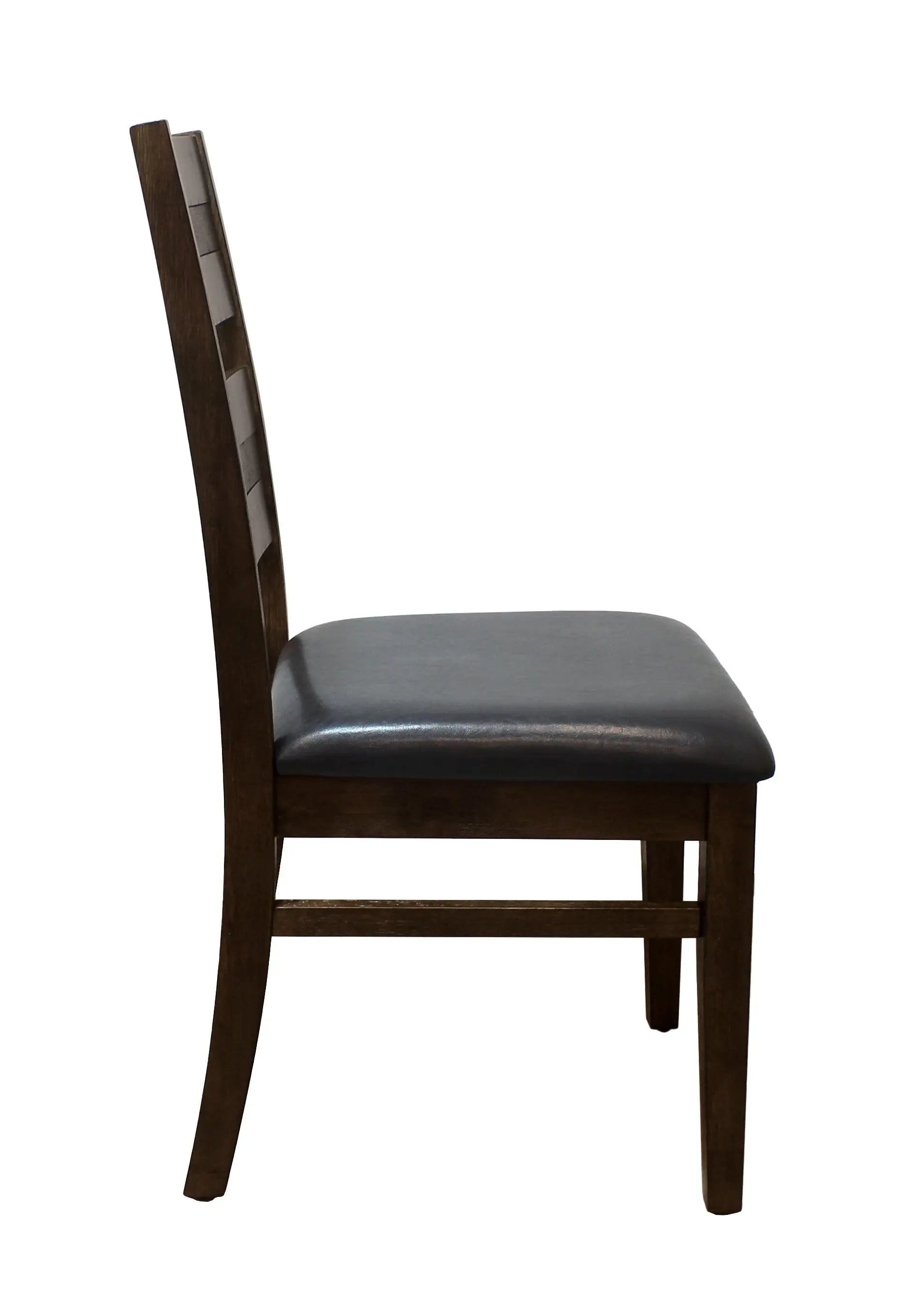 Set of Two Black and Dark Brown Upholstered Faux Leather Slat Back Dining Side Chairs Homeroots