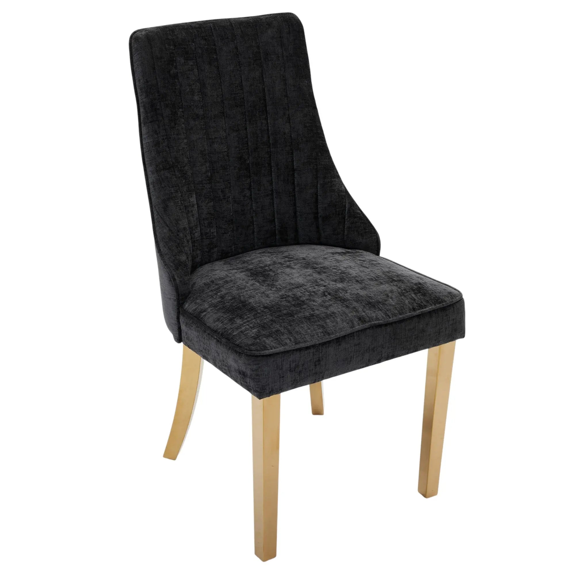 Set of Two Black and Gold Tufted Dining Side Chairs Homeroots Kitchen & Dining