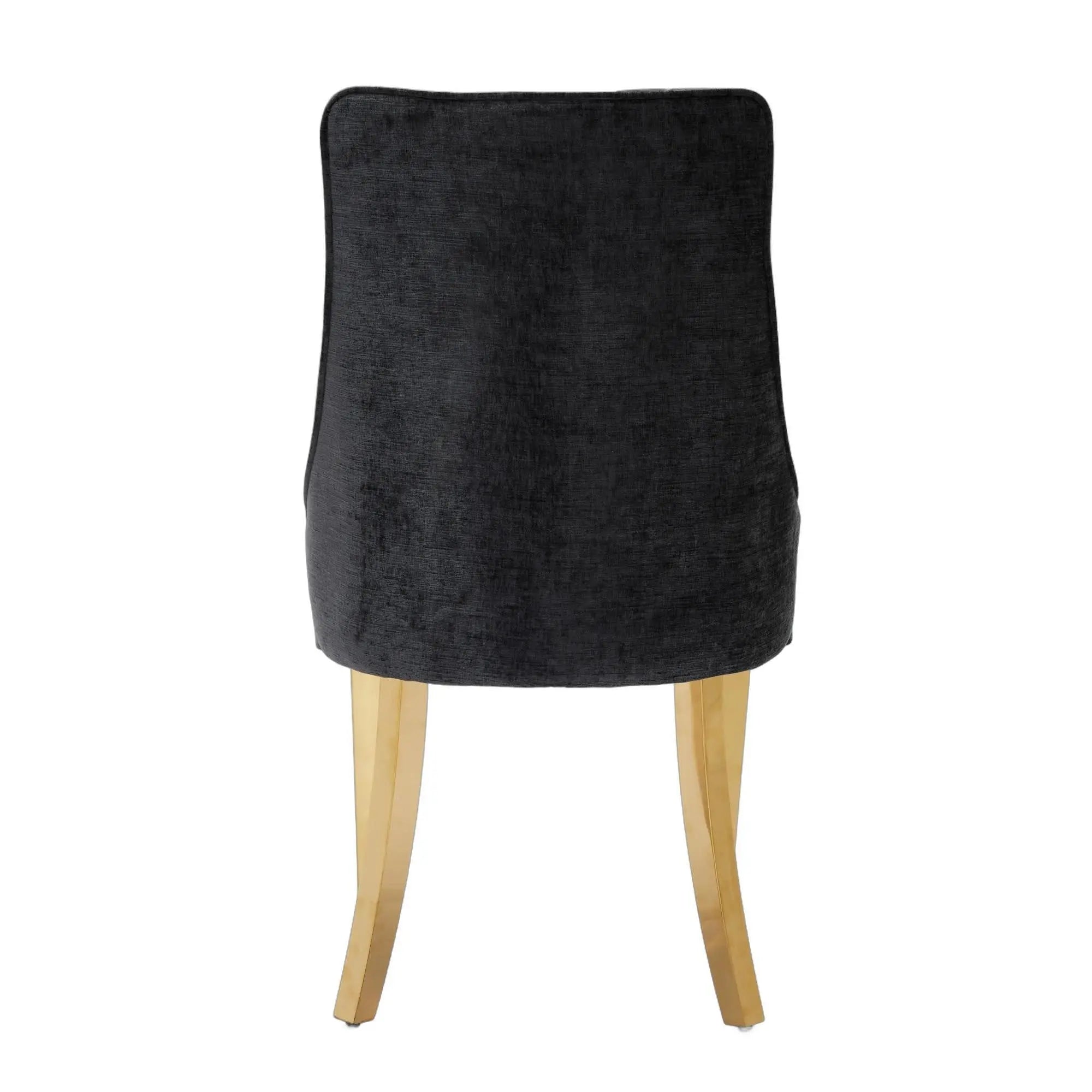 Set of Two Black and Gold Tufted Dining Side Chairs Homeroots Kitchen & Dining