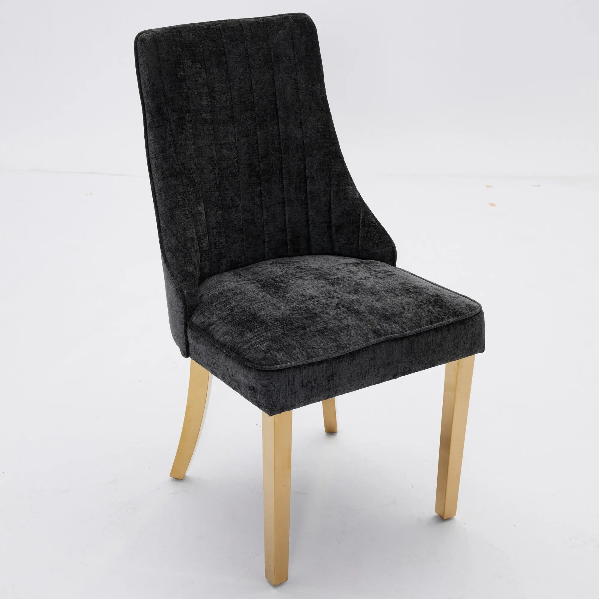 Set of Two Black and Gold Tufted Dining Side Chairs Homeroots Kitchen & Dining
