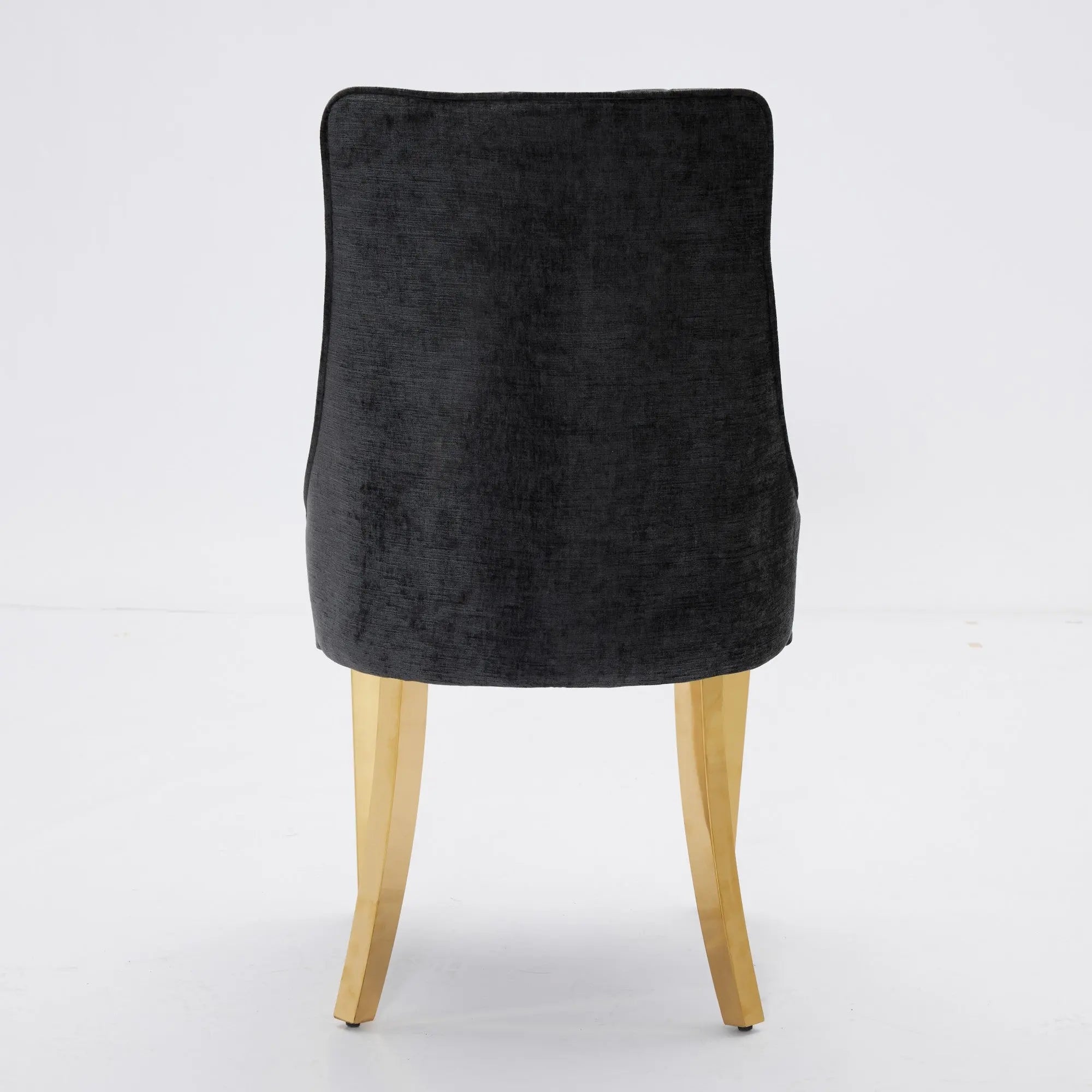 Set of Two Black and Gold Tufted Dining Side Chairs Homeroots Kitchen & Dining