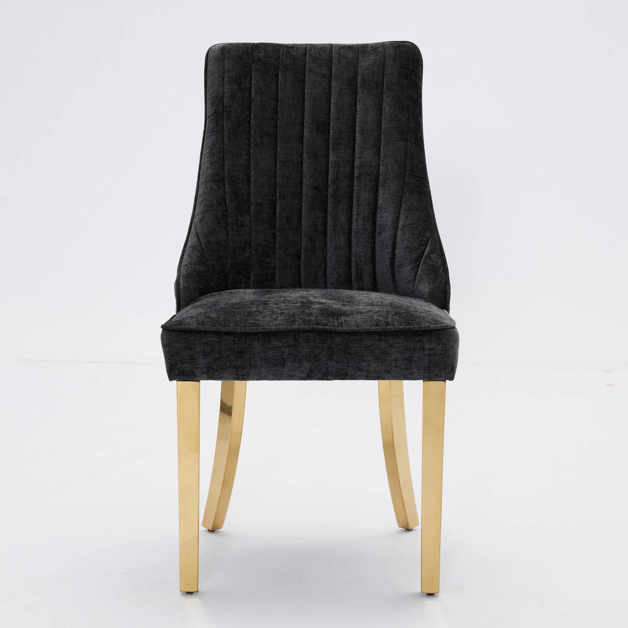 Set of Two Black and Gold Tufted Dining Side Chairs Homeroots Kitchen & Dining