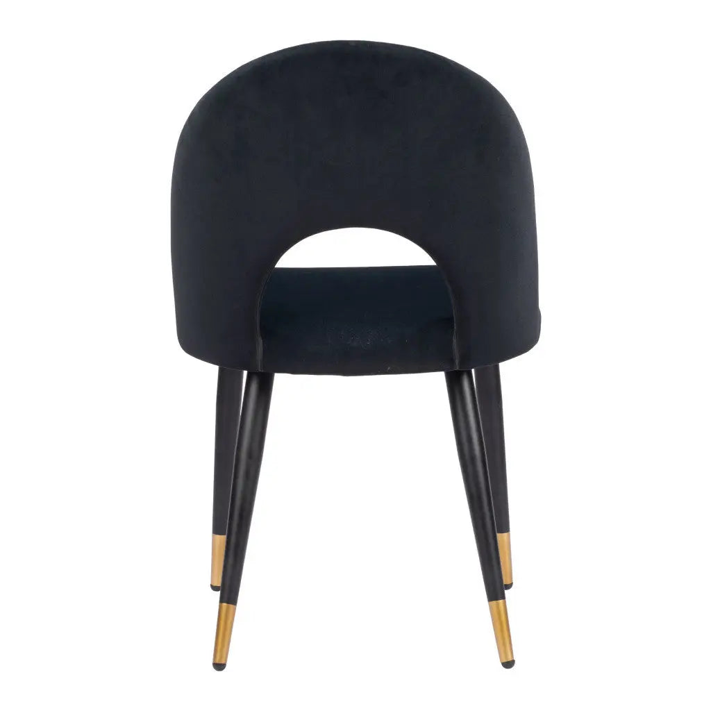 Set of Two Black and Gold Upholstered Velvet Open Back Dining Side Chairs - GreatEagleInc