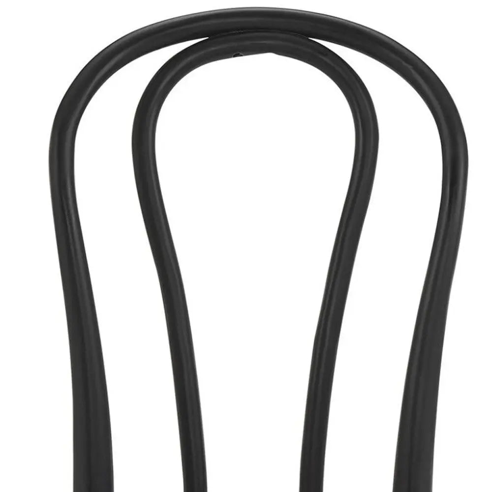 Set of Two Black and Natural Solid Wood And Rattan Curved Back Dining Side Chairs Homeroots Kitchen & Dining