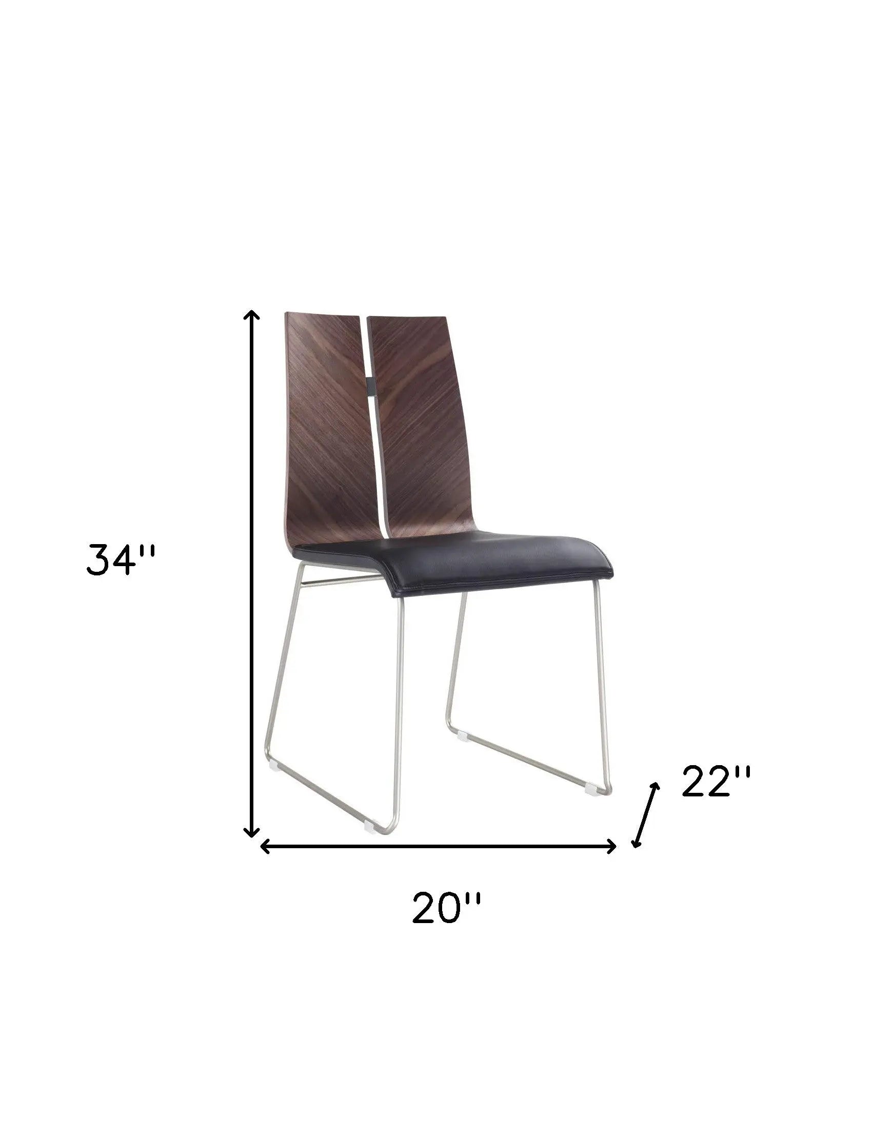 Set of Two Black and Silver Upholstered Faux Leather Dining Side Chairs Homeroots Kitchen & Dining