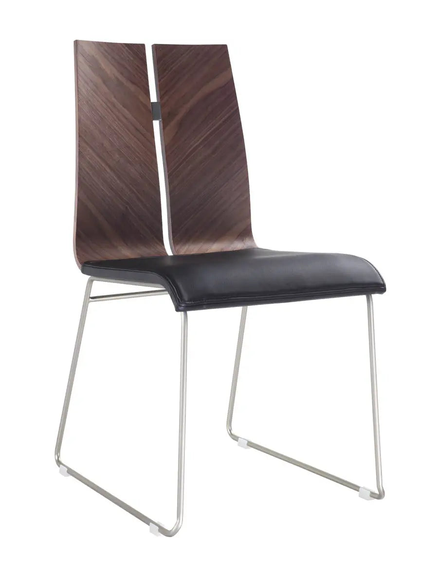 Set of Two Black and Silver Upholstered Faux Leather Dining Side Chairs Homeroots Kitchen & Dining