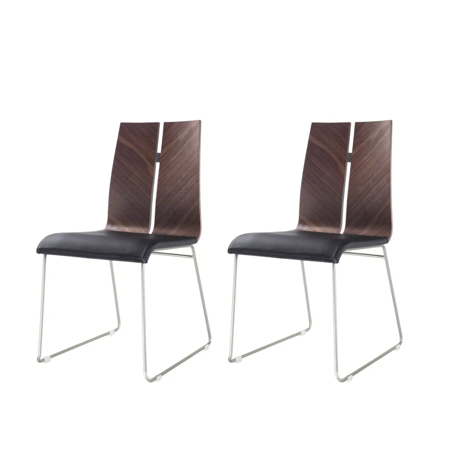 Set of Two Black and Silver Upholstered Faux Leather Dining Side Chairs Homeroots Kitchen & Dining